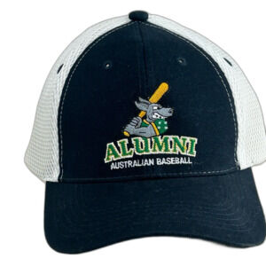 Grace Cap Hat Unisex Adjustable Navy White Australian Baseball Alumni Mesh Back